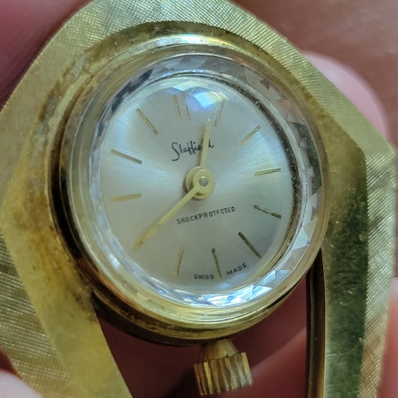 Vintage Sheffield watch pendant necklace slide Swiss made winding - Picture 4 of 5